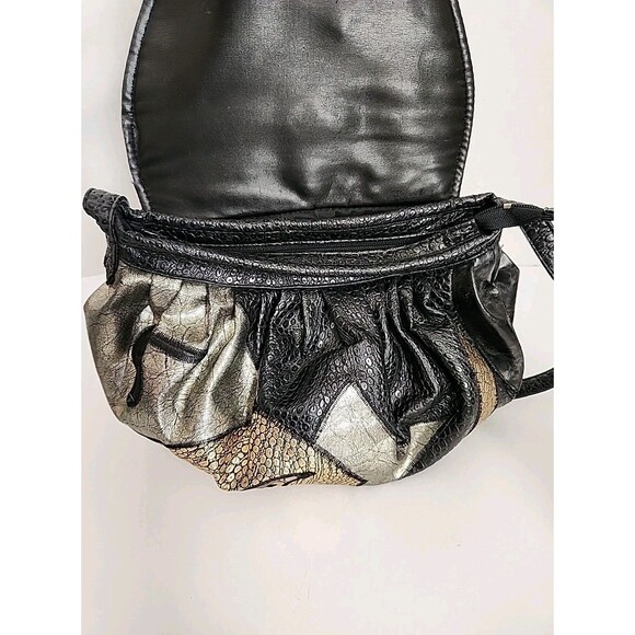 Vintage NAS Shoulder Bag Purse Black Metallic Silver Pewter 1980s Great Cond. - Picture 6 of 9